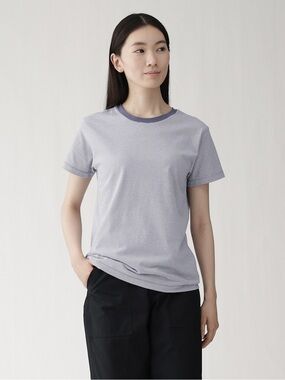 Muji Jersey crew neck T-shirt in Smoky blue pattern Size M